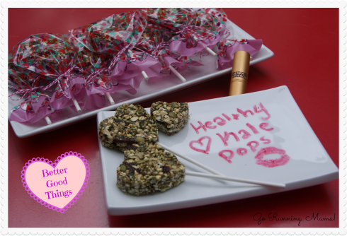 Better Good Things: Healthy Kale Heart Pops from Go Running, Mama!  A better Valentine's treat filled with kale, grains, and cherries!